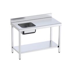 Table inox de préparation avec bac à gauche et étagère P 600 mm | Distform-bac A gauche longueur 2200 mm - QCIE6022_0