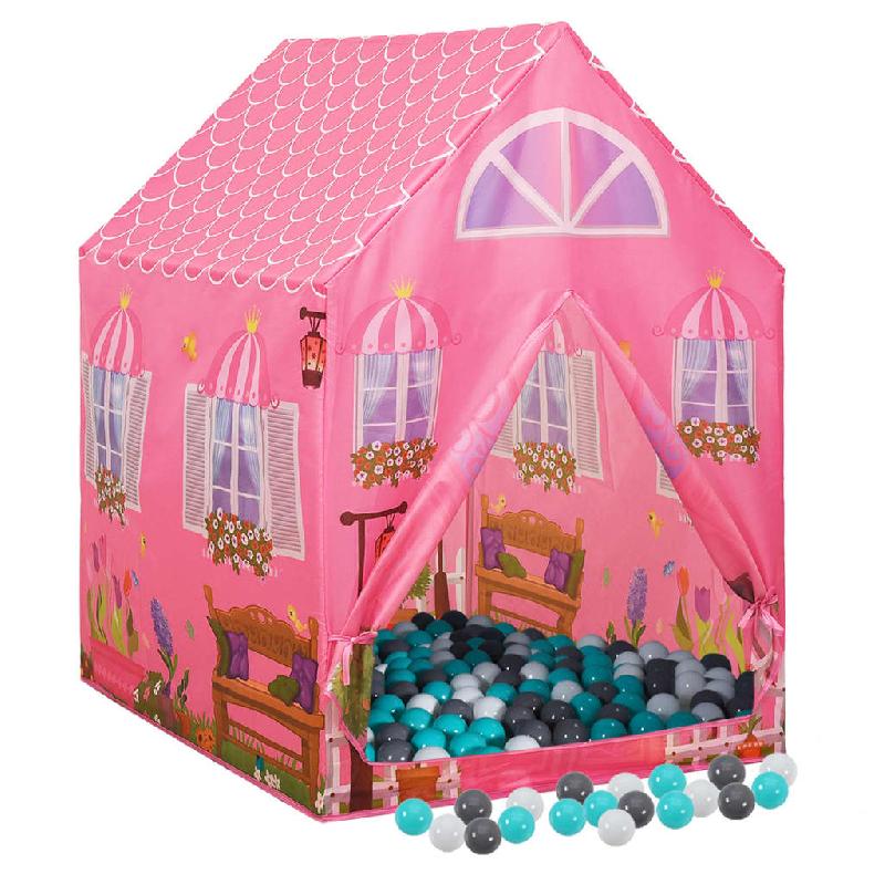 TENTE DE JEU POUR ENFANTS AVEC 250 BALLES 69 X 94 X 104 CM ROSE 02_0005150_0