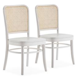 VS Venta-stock Pack de 2 chaises Vesta Couleur Blanc, Bois Massif et Rotin naturel - blanc Bois massif I23101_0