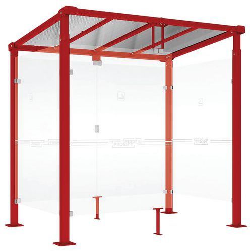 ABRI FUMEURS MILAN 2.50 M BARD. FOND/LATÉR. VERRE ROUGE 3004 - PROCITY