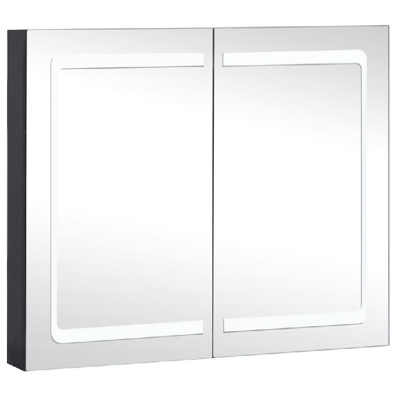 Armoire de salle de bain à miroir LED - 80 x 12,2 x 68 cm - Anthracite - 02_0006569_0
