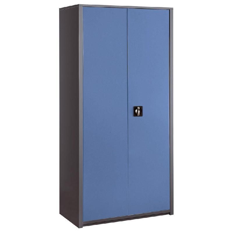 ARMOIRE MÉTAL CLASSTOUT - A PORTES BATTANTES - H. 180  X  L. 90 CM - CORPS ANTHRACITE - PORTES BLEU