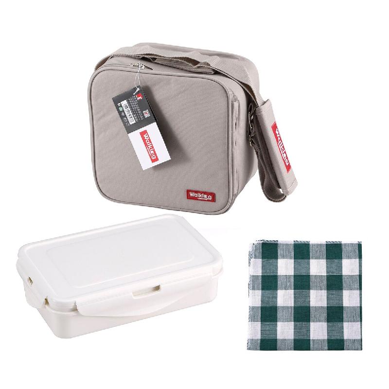 BERGNER Sac porte-repas 23 x 22 x 13,5 cm en polyester blanc et gris - Q0988_0