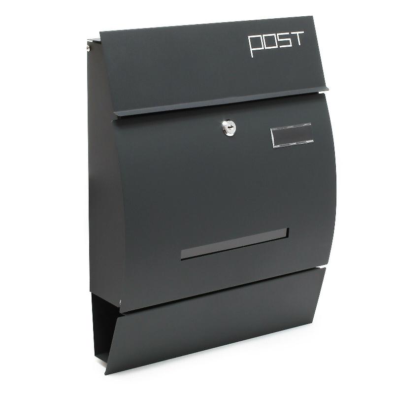 Boîte aux lettres design moderne - boîte murale avec porte-journaux anthracite - acier galvanisé - 16_0000062_0