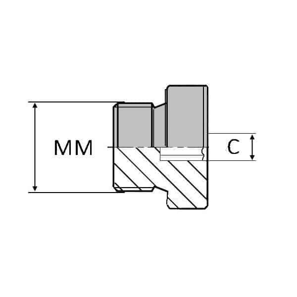 Bouchon mâle ISO bague BS DIN 908 - 6 pans creux - 27X200 , 12_0
