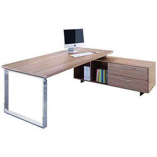 BUREAU CONSOLE ET PIED CADRE MÉTAL ROYAL - 225 CM - NOYER - ARTARREDI