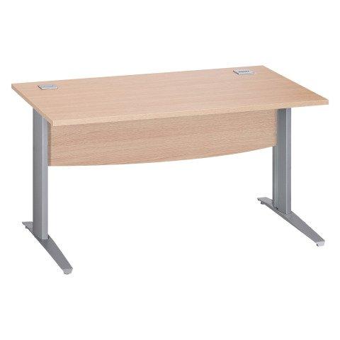BUREAU DROIT EXCELLENS L 140 CM PIÈTEMENT '' L'' MÉTAL ALUMINIUM AVEC VOILE DE FOND
