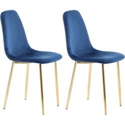 Chaise en velours et pieds cuivrés Polar (Lot de 2) Venture Home - bleu 3700866352868_0