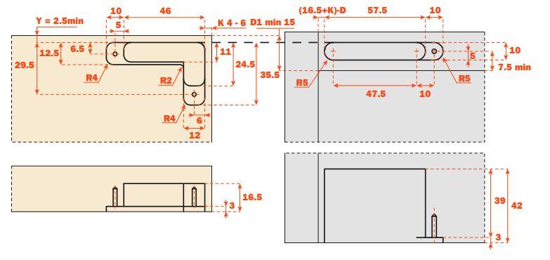 CHARNIÈRE INVISIBLE AIR 150° FINITION TITANE À ENCASTRER SALICE 3598647939137