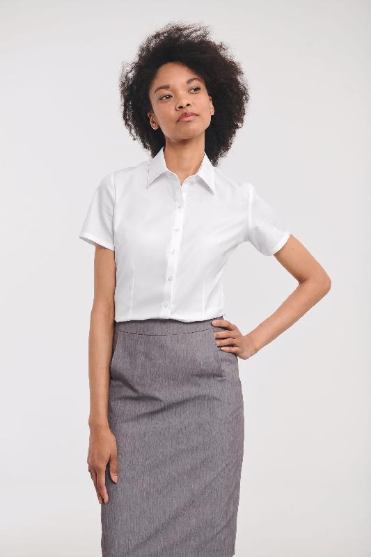 Chemise femme manches courtes à chevrons - Réf : RU963F - 84% coton, EasyCare, coupe cintrée_0