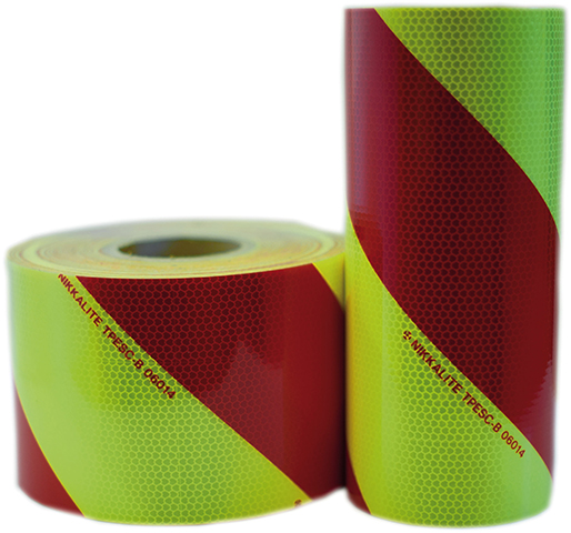 Bandes auto-adhésives rétroréfléchissantes chevs77 - jaune et rouge - microprismes - Classe B - Kit 2 rouleaux_0