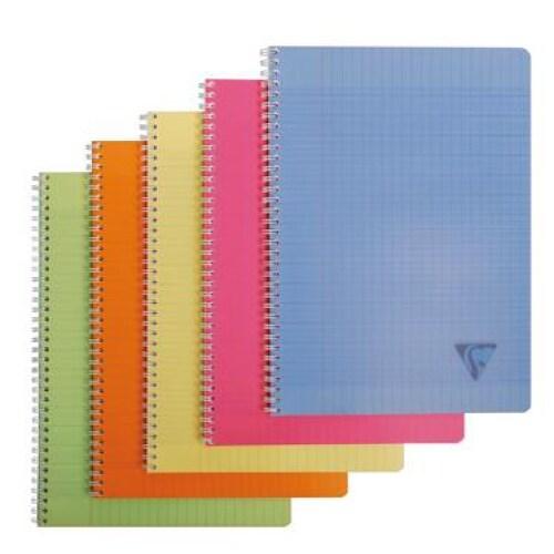 Clairefontaine Lot de 10 Cahier Linicolor Fresh A4, 100p./50 feuilles 90 g/m² reliure intégrale, couv. Polypro assortis, Séyès - 3329683281153_0