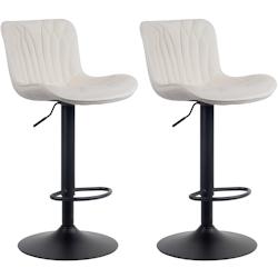 Décoshop26 - Lot de 2 tabourets de bar chaises hautes avec coutures décoratives en tissu crème pieds en métal noir 10_0004328 - noir 3000252044767_0