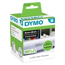ETIQUETTES ADRESSES 36 X 89 MM DYMO - BOÎTE DE 2 ROULEAUX DE 260