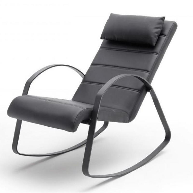 Fauteuil relax RICK - tissu 100% polyuréthane - piétement métal noir mat - design et confort avec têtière incluse_0