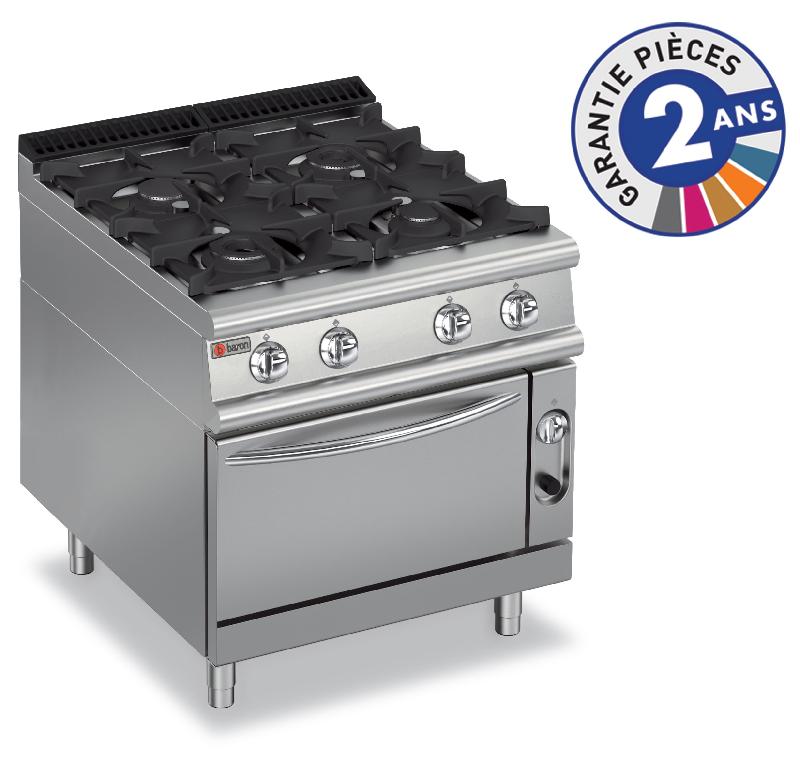 Fourneau BARON - 4 feux vifs gaz sur four électrique - Gamme 700 - 70PCFGE801 - Table inox emboutie et brûleurs grande puissance_0