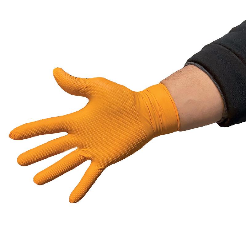 GANTS JETABLES NITRILE ORANGE TAILLE 7, BOITE DE 50