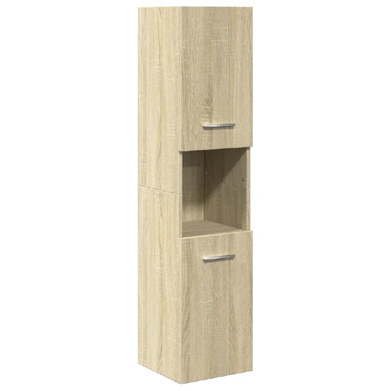 Helloshop26 - Armoire de salle de bain avec rangement moderne 30 x 30 x 130 cm style épuré en bois d'ingénierie chêne sonoma 02_0049699 - Bois mas_0