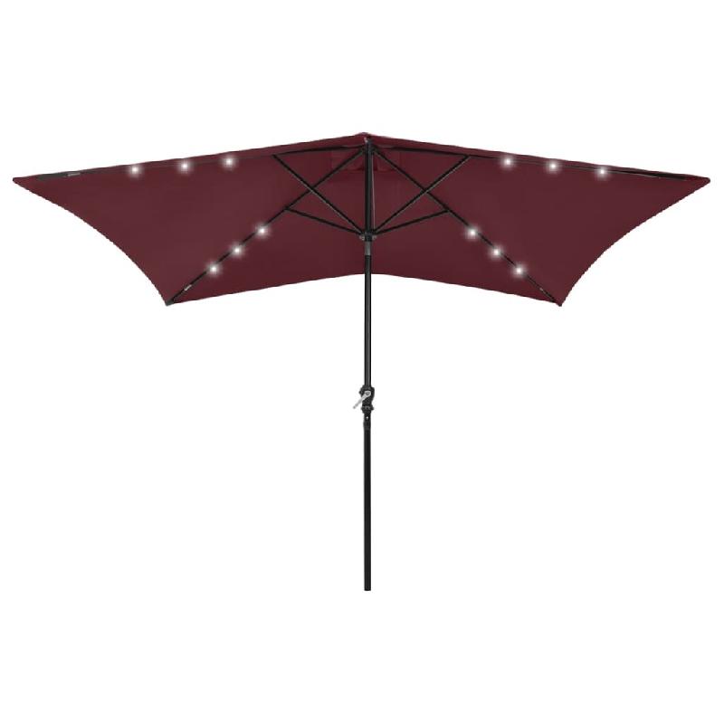Helloshop26 - Parasol avec led et mât en acier 2 x 3 m rouge bordeaux 02_0008069 - rouge acier 3000432047762_0