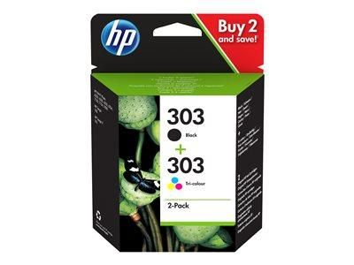 HP 303 - PACK DE 2 - COULEUR (CYAN, MAGENTA, JAUNE), NOIR PIGMENTÉ - ORIGINAL - CARTOUCHE D'ENCRE