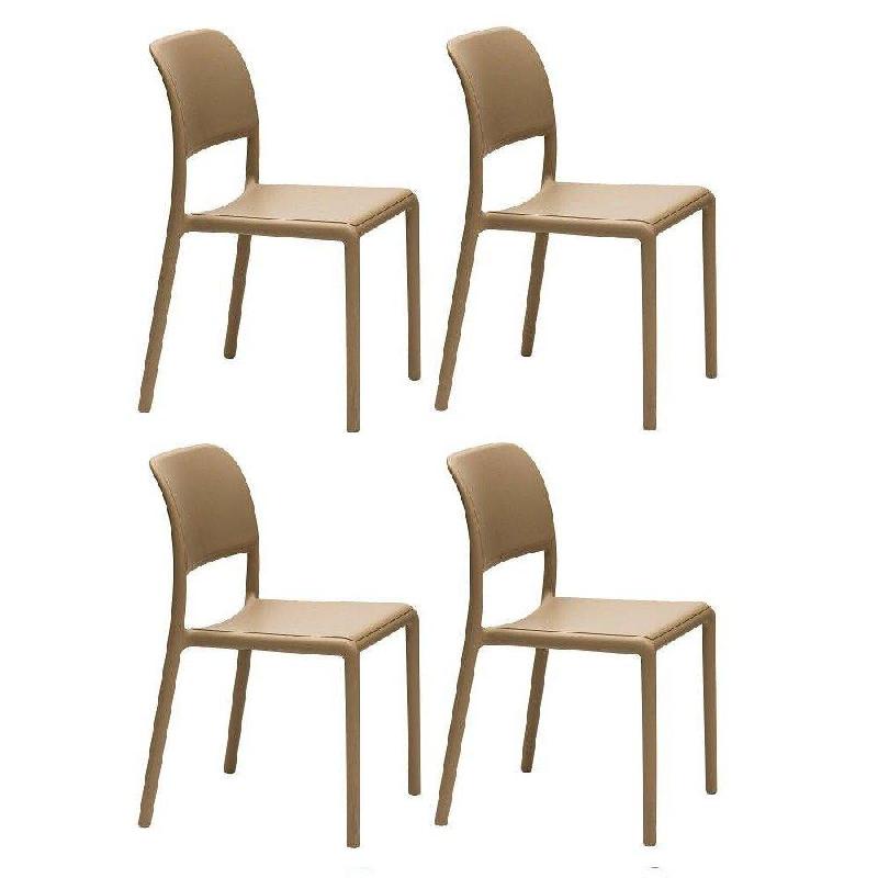 Lot de 4 chaises empilables design River - coloris sable - structure en résine avec fibre de verre_0