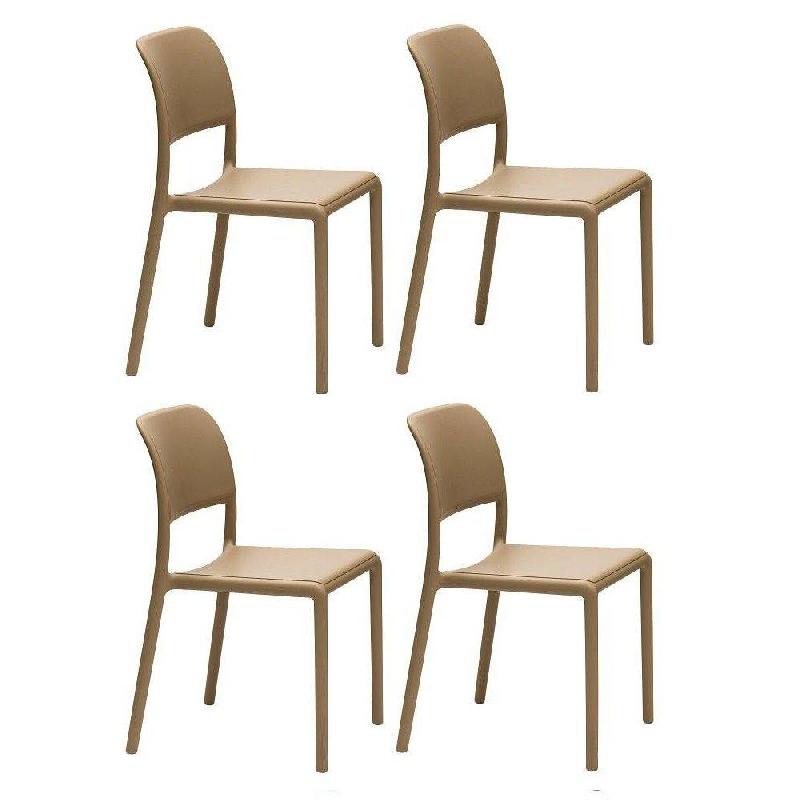 LOT DE 4 CHAISES RIVER EMPILABLES DESIGN COLORIS SABLE._0