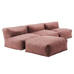 Oviala Business Salon d'angle fixe modulable 4 places terracotta - marron polyester 111428_0