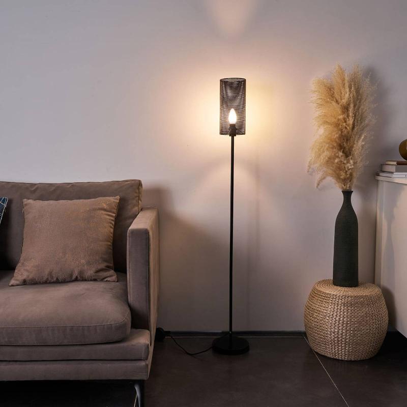 PAULEEN BLACK MESH LAMPADAIRE EN MÉTAL NOIR