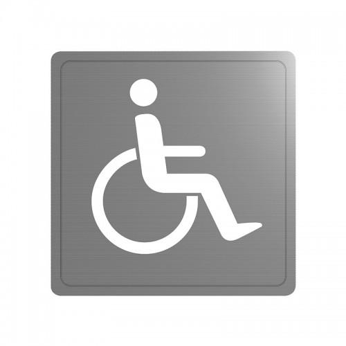 PICTOGRAMME MURAL AUTOCOLLANT EN INOX 304 SATINÉ POUR SANITAIRES - SILHOUETTE PMR DELABIE
