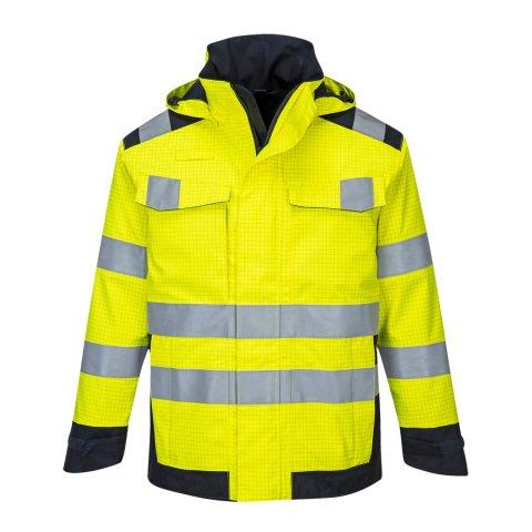 PORTWEST MV70 PARKA PLUIE MODAFLAME HV JAUNE/MARINE - TAILLE L