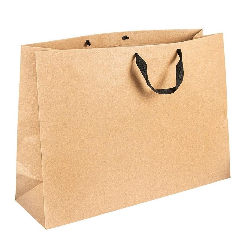 Sac luxe kraft naturel anses coton noir 60+18x42cm - par 50_0