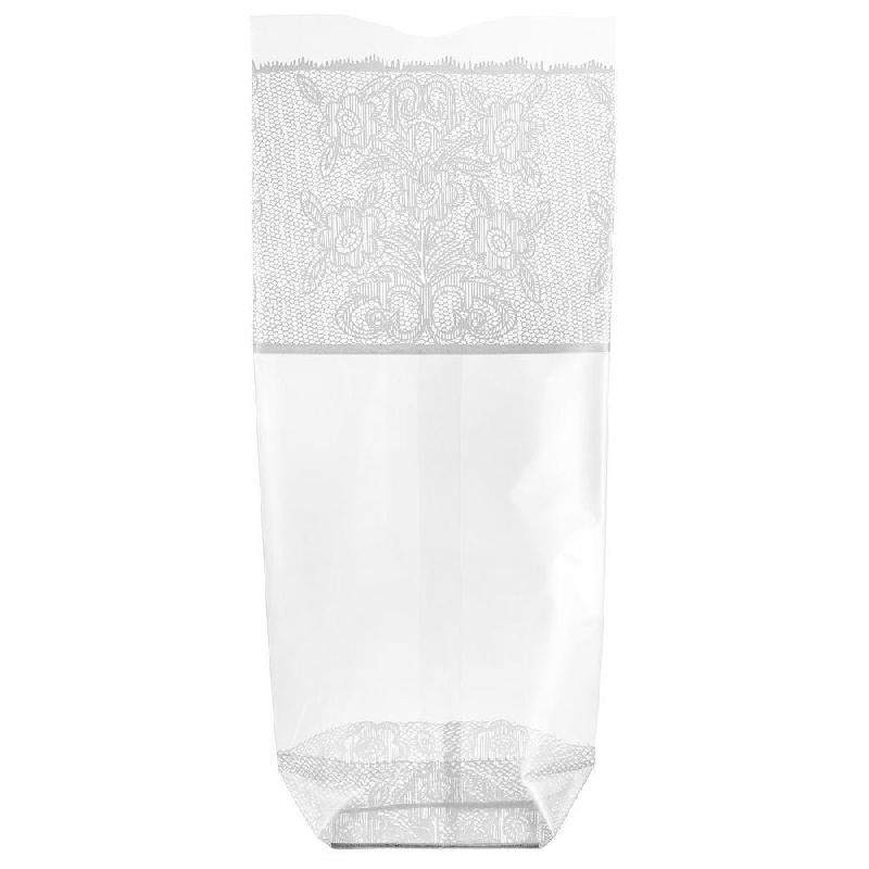 Sachet confiseur dentelle blanche 14x30.5cm avec fond carton - par 100_0