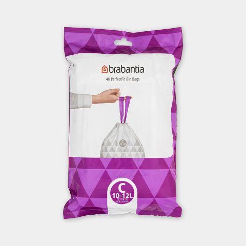 Sacs poubelle PerfectFit -Code C (10-12 litres), Distributeur, 40 sacs - Résistants aux déchirures et faciles à changer_0