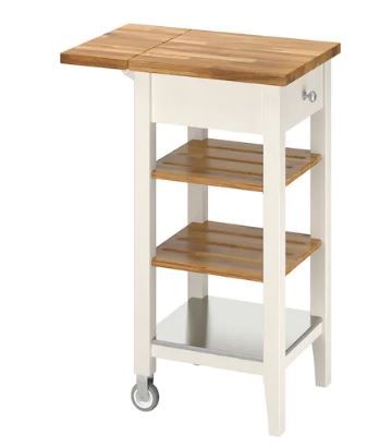Stenstorp - desserte de cuisine - IKEA - blanc/chêne - 45x43x90 cm - 2 tablettes réglables avec rainures pour bouteilles_0