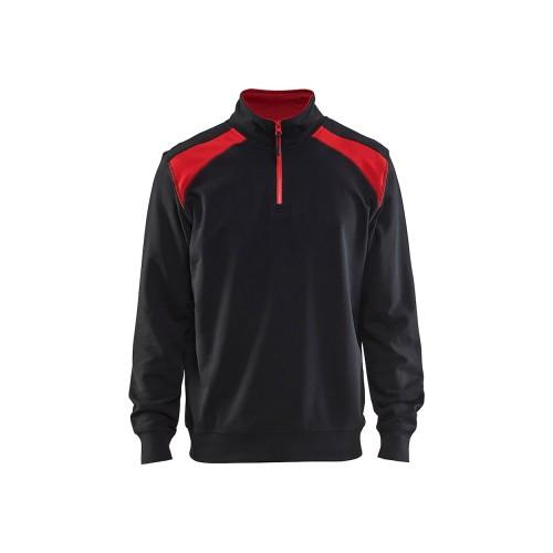 SWEAT CAMIONNEUR AVEC DÉTAILS AUX ÉPAULES - NOIR ET ROUGE - M BLAKLADER