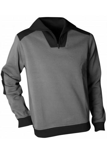 Sweat polaire ARIZONA - Col camionneur avec empiècements épaules et coudes en polycoton_0