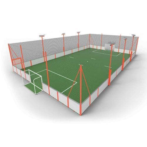 TERRAIN DE SOCCER FOOT5 COMPLET SCELLEMENT DIRECT 30 X 20 M AVEC ÉCLAIRAGE