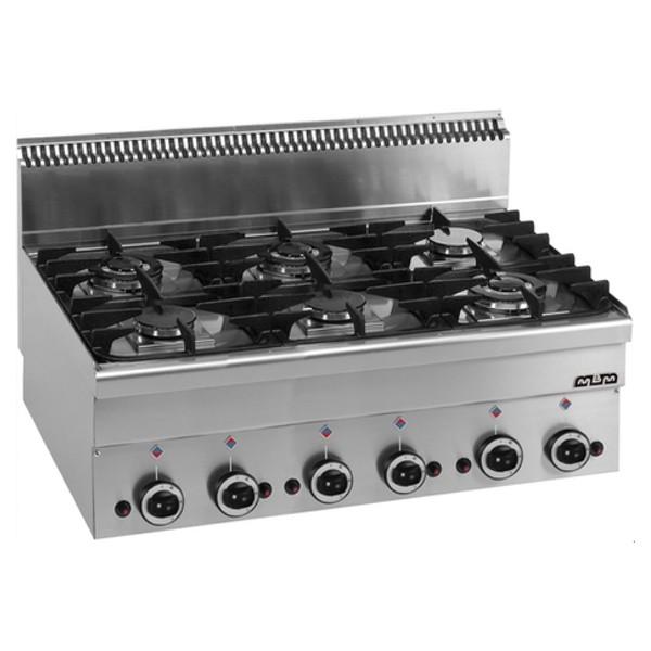 Top 6 feux - Cuisinière à gaz MBM gamme Minima - acier inoxydable avec sécurité thermocouple_0