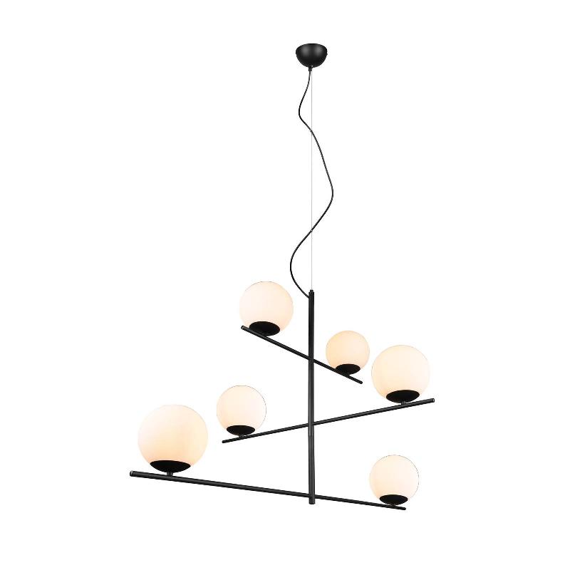 TRIO LIGHTING SUSPENSION PURE BRAS ORIENTABLES 6 LAMPES NOIR/BLANC