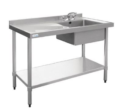 U903HTL - Plonge professionnelle inox 120 cm avec évier à droite et égouttoir à gauche - Vogue - H960 x L1200 x P600 mm_0