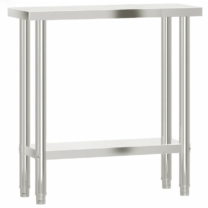 VidaXL Table de travail de cuisine 82,5x30x85 cm acier inoxydable - 376451_0