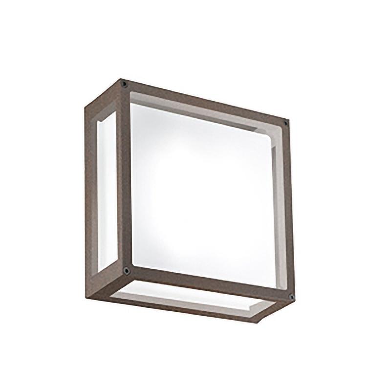 Zafferano Applique et plafonnier carré 25x25 cm aluminium Corten IP54 E27 extérieur - marron 8052536912663_0