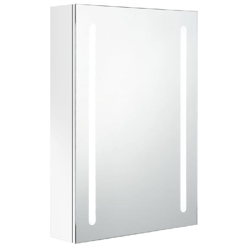 ARMOIRE DE SALLE DE BAIN À MIROIR LED 50 X 13 X 70 CM BLANC BRILLANT 02_0006581_0