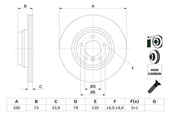 Disque de frein ventilé Bosch 0986479215 - boîte de 1 disque - 5 trous - épaisseur 24 mm_0