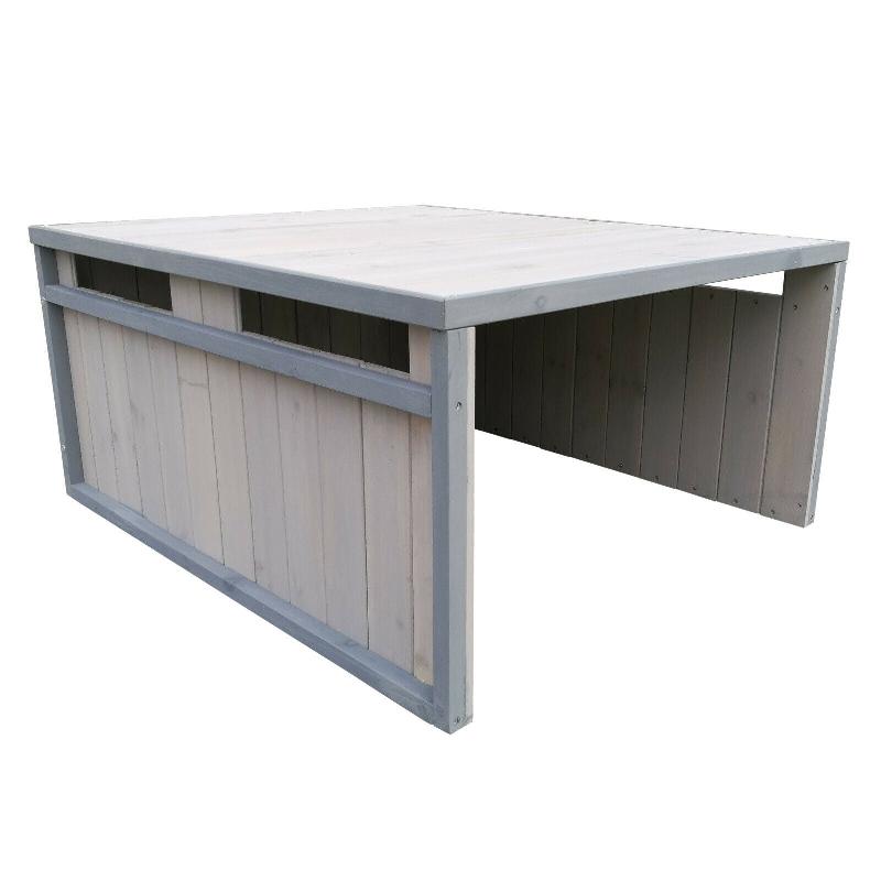 Garage robot tondeuse - toit en pente - bois massif - abri 80 cm gris - 16_0001231_0