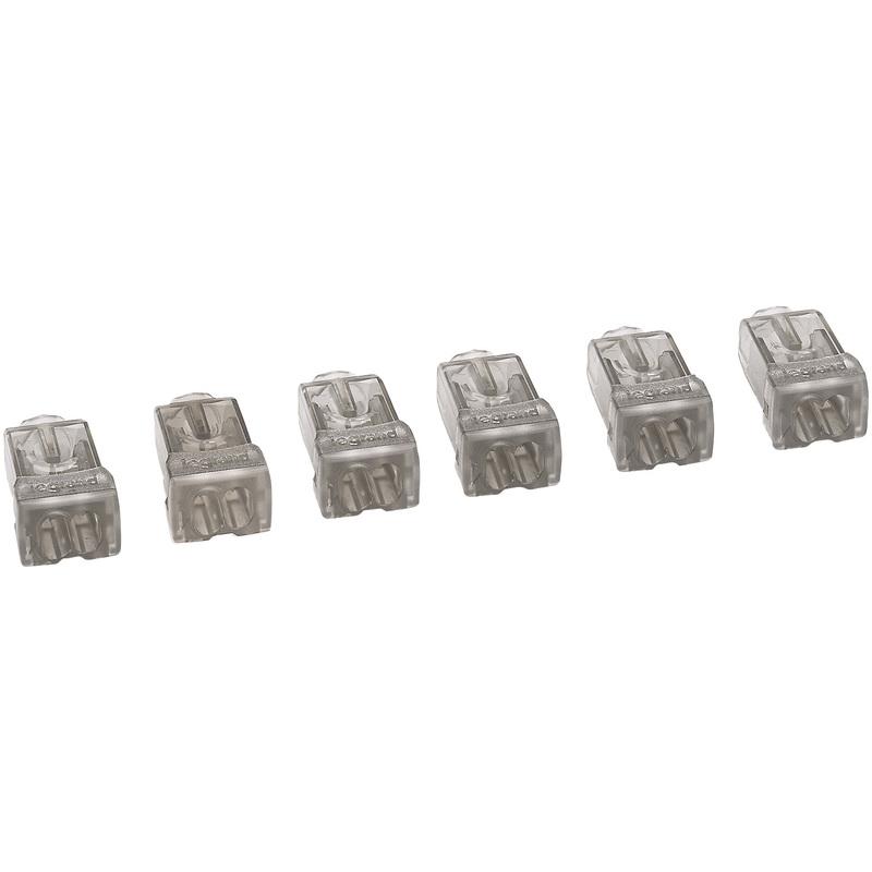 Kit borne de connexion Nylbloc - 6 bornes pour fils rigides - Gris - Boîtier polycarbonate transparent_0