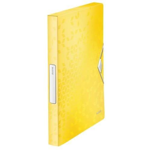Leitz boîte de classement WOW en polypropylène - Dos 3 cm - Fermeture par élastique - Coloris jaune_0
