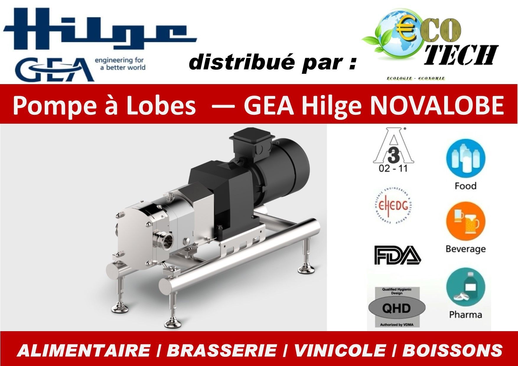 Pompe a lobes inox gea hilge novalobe alimentaire, boissons, vinicole bordeaux_0