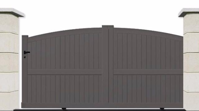 Portail coulissant à rail / simple vantail / bombé / plein / en aluminium_1