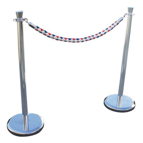 POTEAU CHROMÉ À CORDE TRICOLORE - 2 POTEAUX ET 1 CORDE - VISO